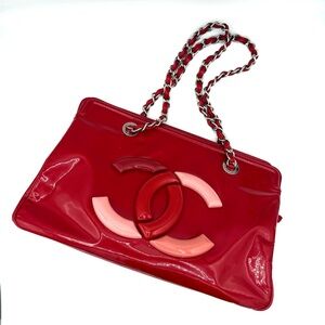 Chanel CC Red Lipstick Patent Leather Shoulder Bag